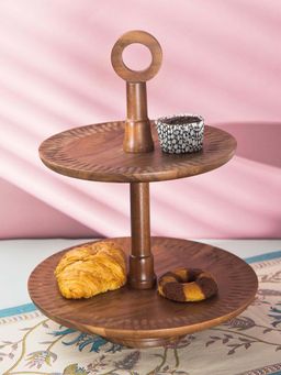 Fabindia - Natural Mahir Wooden 2-Tier Serving Stand