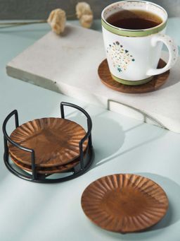 Fabindia - Natural Mahir Wooden Coasters Set Of 4