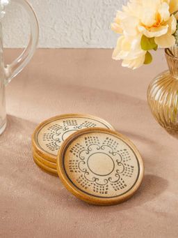 Fabindia - Chavi Ceramic Handpainted Coasters (Pack of 4)