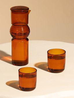 Muun Home - Glass Coiled Carafe - Amber