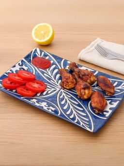 Smokey Cocktail - Modern Rectangle Dining Platter Leaf Stripes (Pack of 2)