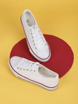 Truffle Collection - White Lace-Ups Sneakers for Kids