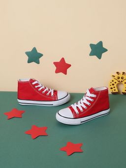 Truffle Collection - Red Lace-Ups Sneakers for Kids
