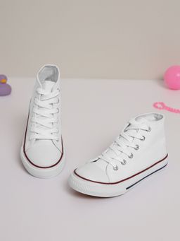 Truffle Collection - White Lace-Ups Sneakers for Kids