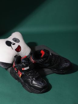 Truffle Collection - Black Velcro Sneakers for Kids