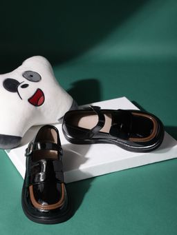 Truffle Collection - Black Velcro Casual Sandals for Kids