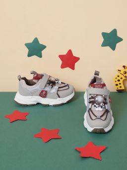Truffle Collection - Beige Velcro Sneakers for Kids