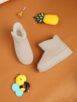 Truffle Collection - Beige Slip-On Casual Boots for Kids