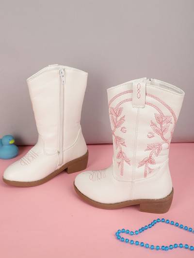 Pink Zipper Casual Boots for Kids
