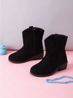 Truffle Collection - Black Zipper Casual Boots for Kids