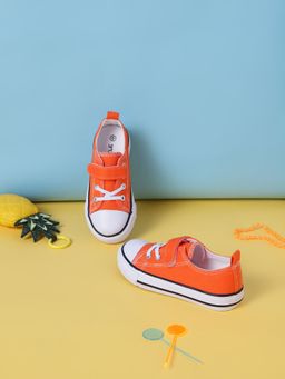 Truffle Collection - Orange Velcro Sneakers for Kids