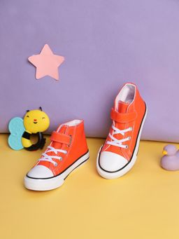 Truffle Collection - Orange Velcro Sneakers for Kids