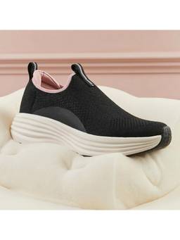 Yoho - Black Knitted Casual Women Walking Shoes