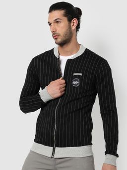Campus Sutra - Men Stripped Jacket With Zip Closure