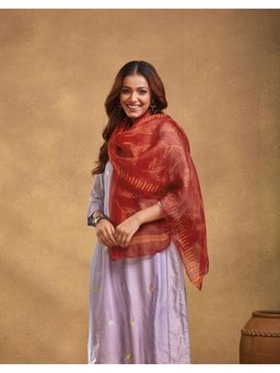 Fabindia - Red Silk Tie & Dye Stole
