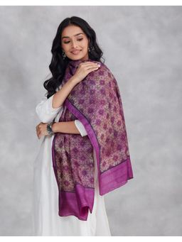 Fabindia - Magenta Silk Hand Block Print Stole