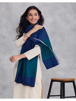Fabindia - Blue Cotton Blend Hand Woven Stole
