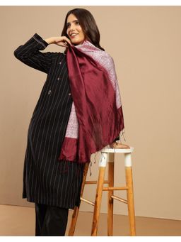 Fabindia - Maroon Silk Hand Woven Stole