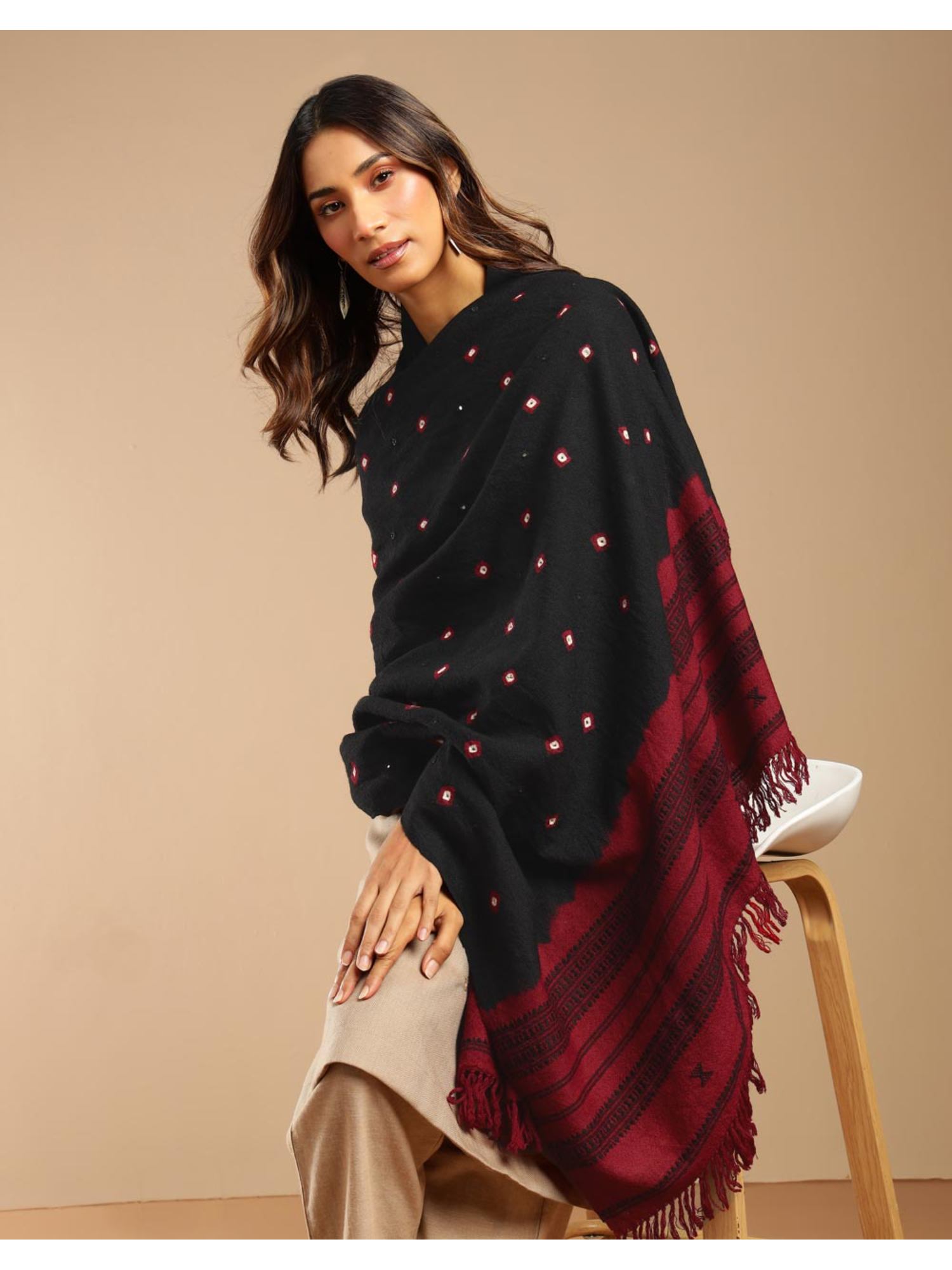 fabindia Black Wool Shawl-picture-28