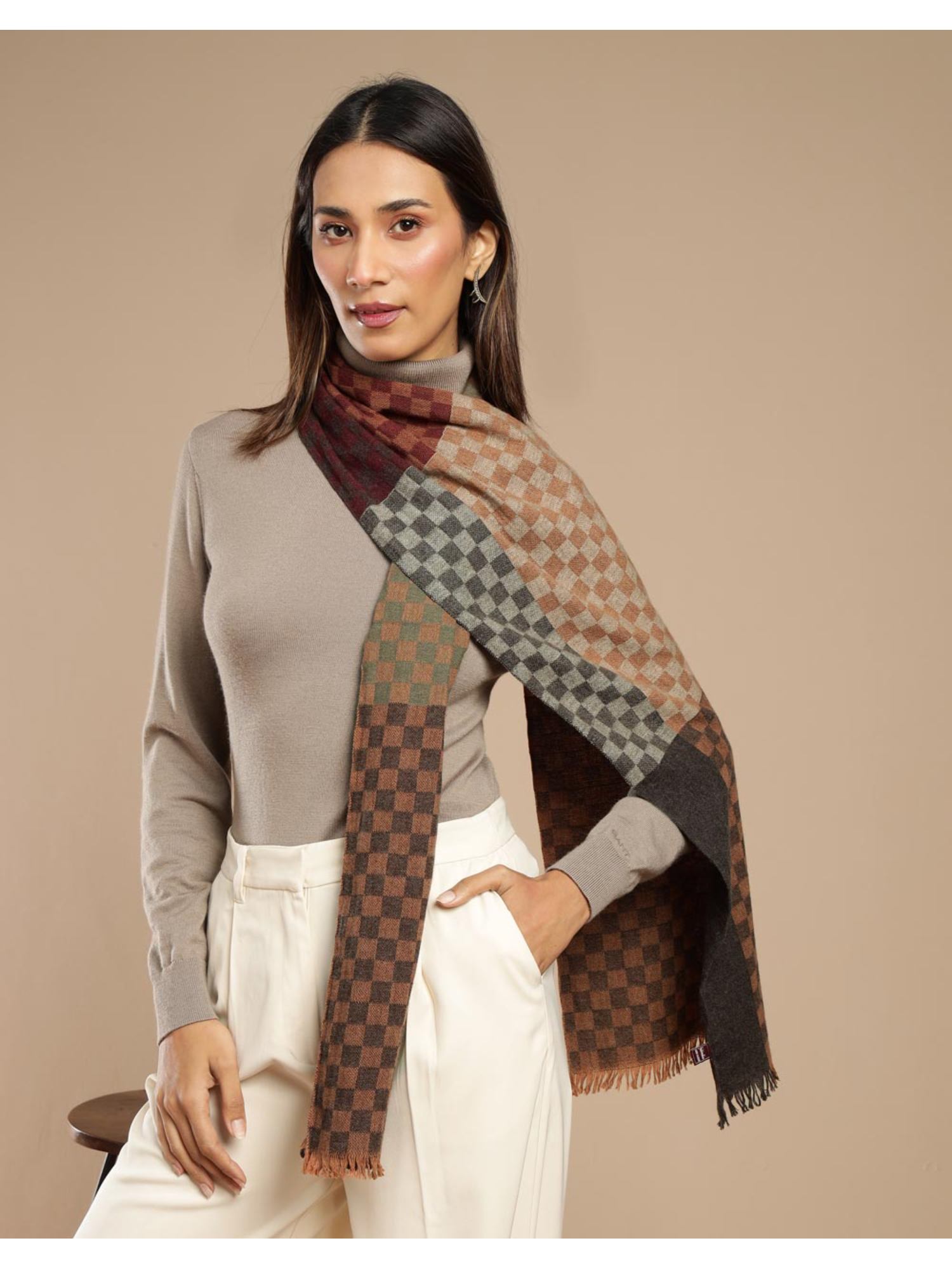 Brown Wool Blend Muffler