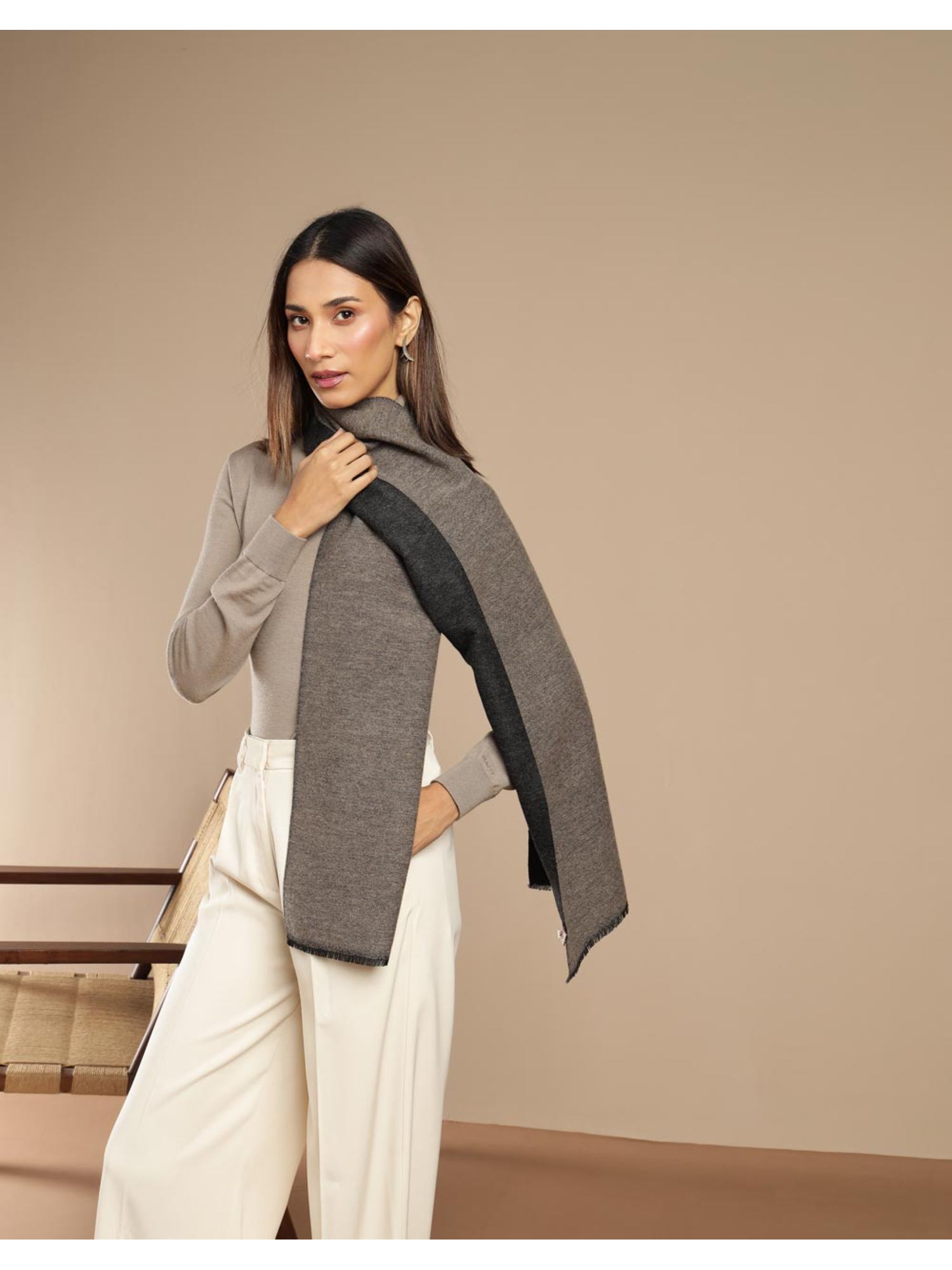 fabindia Beige Wool Muffler-picture-28