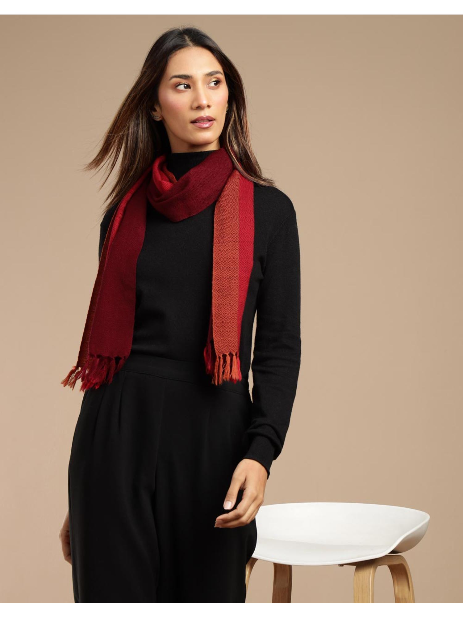 fabindia Red Wool Muffler-picture-37