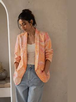 Gulaal - Orange Candy Marble Boyfriend Blazer
