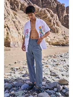 dash and dot - Blue Pinstripe Barrel Pant