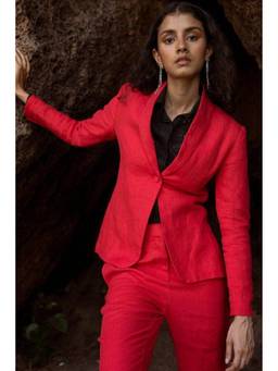dash and dot - Red Linen Blazer