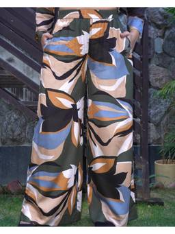 KHAMNA - Multicolor Tropical Mirage Wide-Leg Trouser
