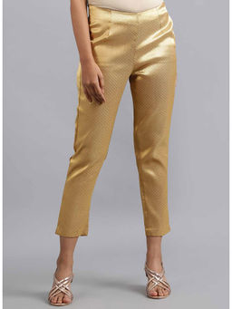 W - Gold Self Design Slim Pants