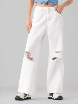 The Souled Store - Pearl White Women Wide Leg Jeans