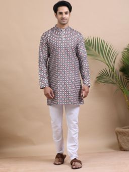TATTVA - Men Multi-Color Cotton Geometric Kurta