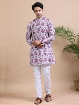 TATTVA - Men Purple Cotton Printed Kurta