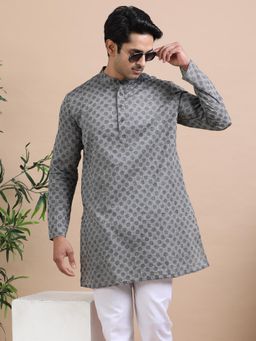TATTVA - Men Grey Cotton Woven Kurta