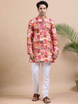 TATTVA - Men Multi-Color Cotton Abstract Kurta