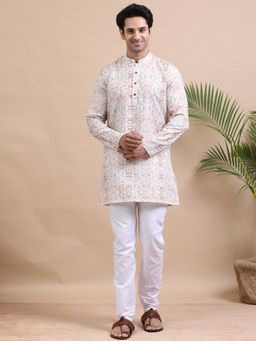 TATTVA - Men Yellow Cotton Geometric Kurta