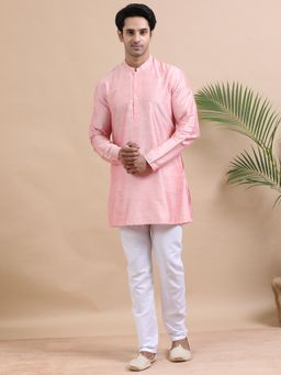 TATTVA - Men Pink Cotton Woven Kurta