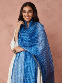 Fabindia - Blue Silk Hand Block Printed Dupatta