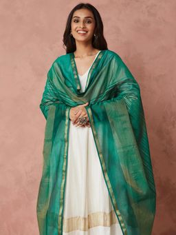 Fabindia - Green Cotton Silk Blend Maheshwari Dupatta