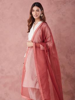 Fabindia - Red Cotton Silk Dupatta