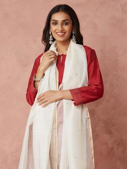 Fabindia - Natural Cotton Silk Blend Chanderi Woven Dupatta