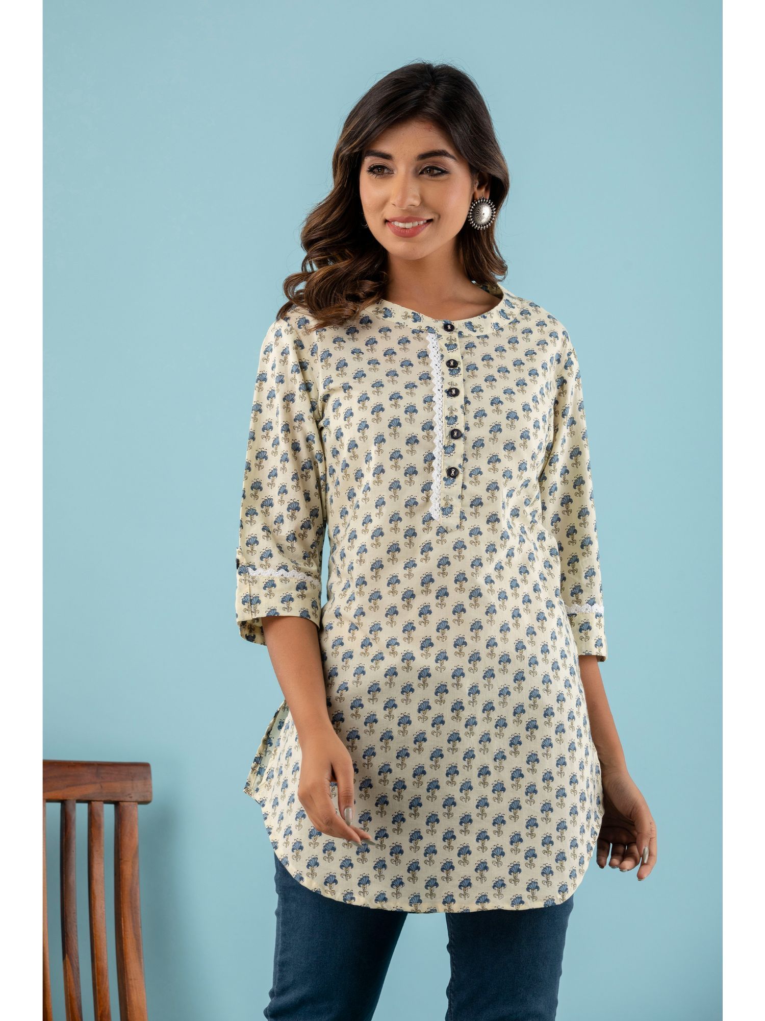 kohsh Cream Printed Cotton Tunic-picture-18