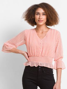 Globus - Peach Checked Top