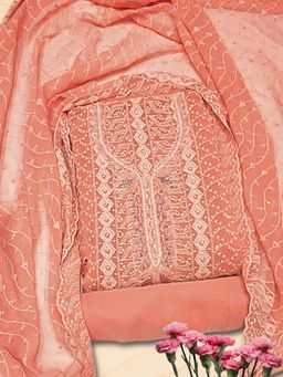 Chhabra 555 - Chikankari Schiffli Dress Material with Mirror, Embroidery