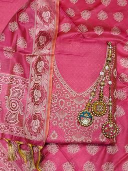 Chhabra 555 - Banarasi Zari Weaving Dress Material & Jhallar Dupatta