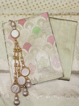 Chhabra 555 - Meenakari Weaving Dress Material & Jhallar Dupatta