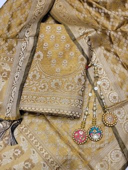 Chhabra 555 - Banarasi Dress Material with Jhallar Dupatta