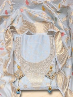 Chhabra 555 - Banarasi Dress Material with Zari Weaving and Meenakari Dupatta