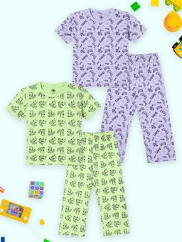 The Mom Store - Unisex Multi-Color 2 T-shirts with 2 Pyjamas